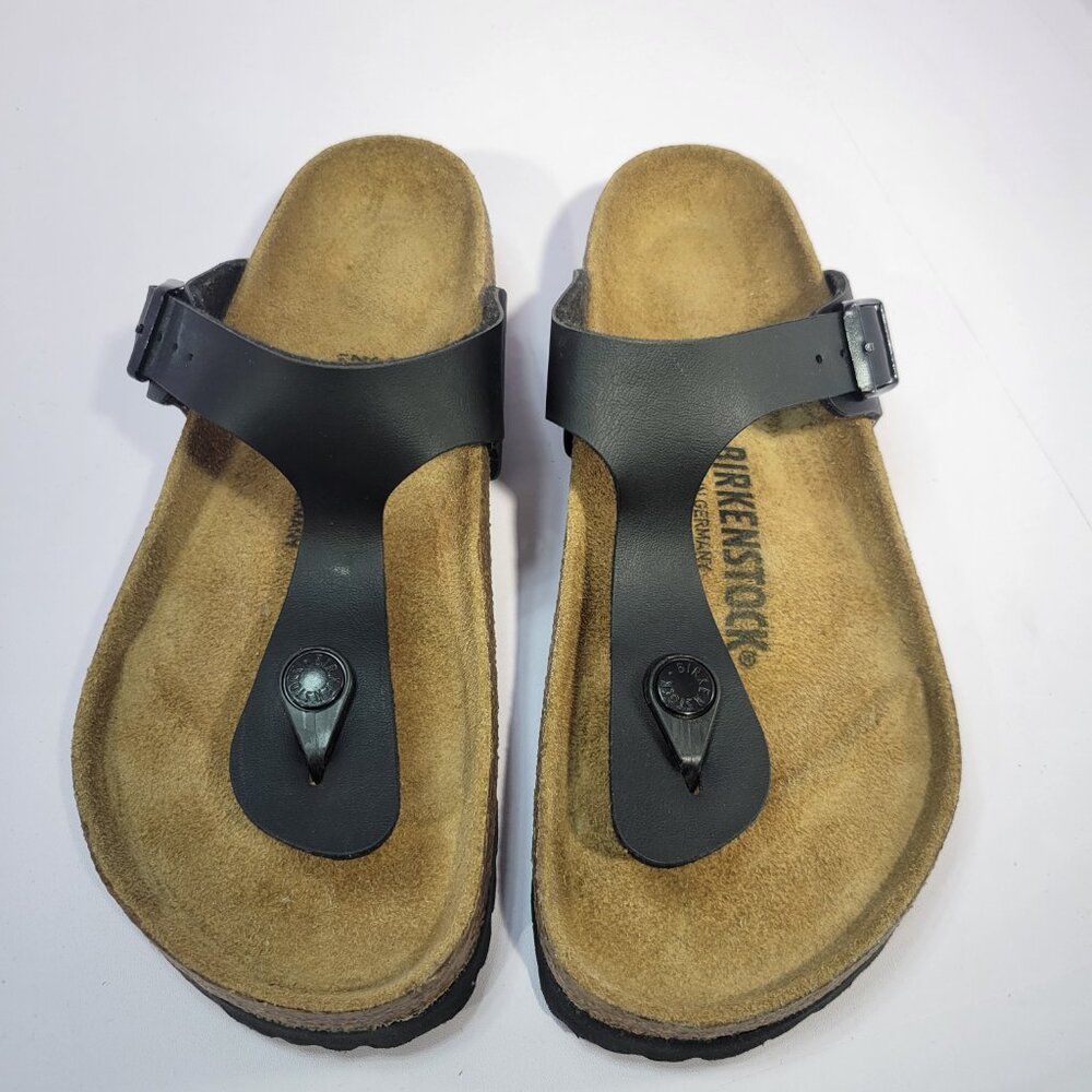 Birkenstock Gizeh Size 37 L6 M4 R Black Biko Flor Slide Thong Sandals